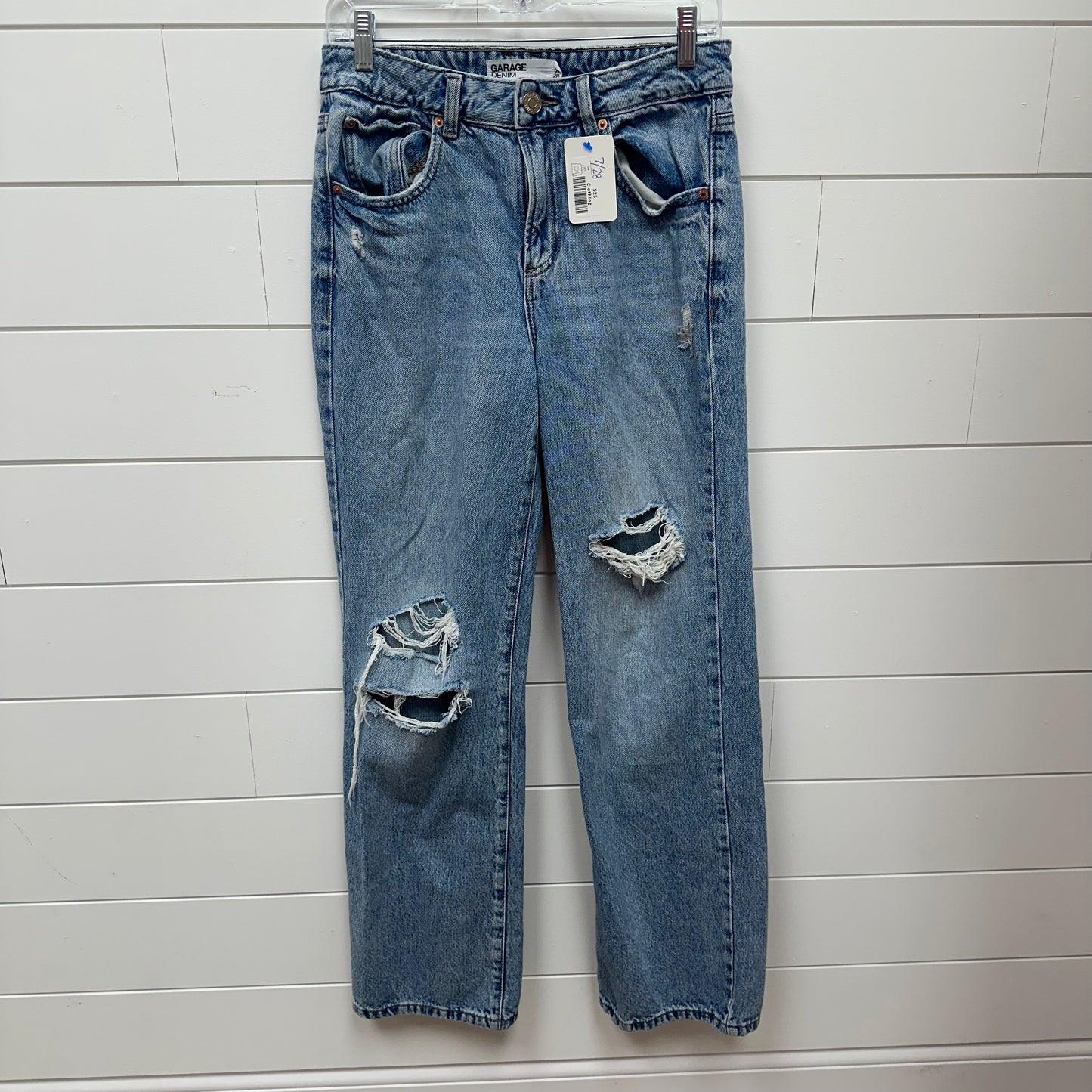 Garage 7/28 90’s Straight Ripped Light Wash Jeans