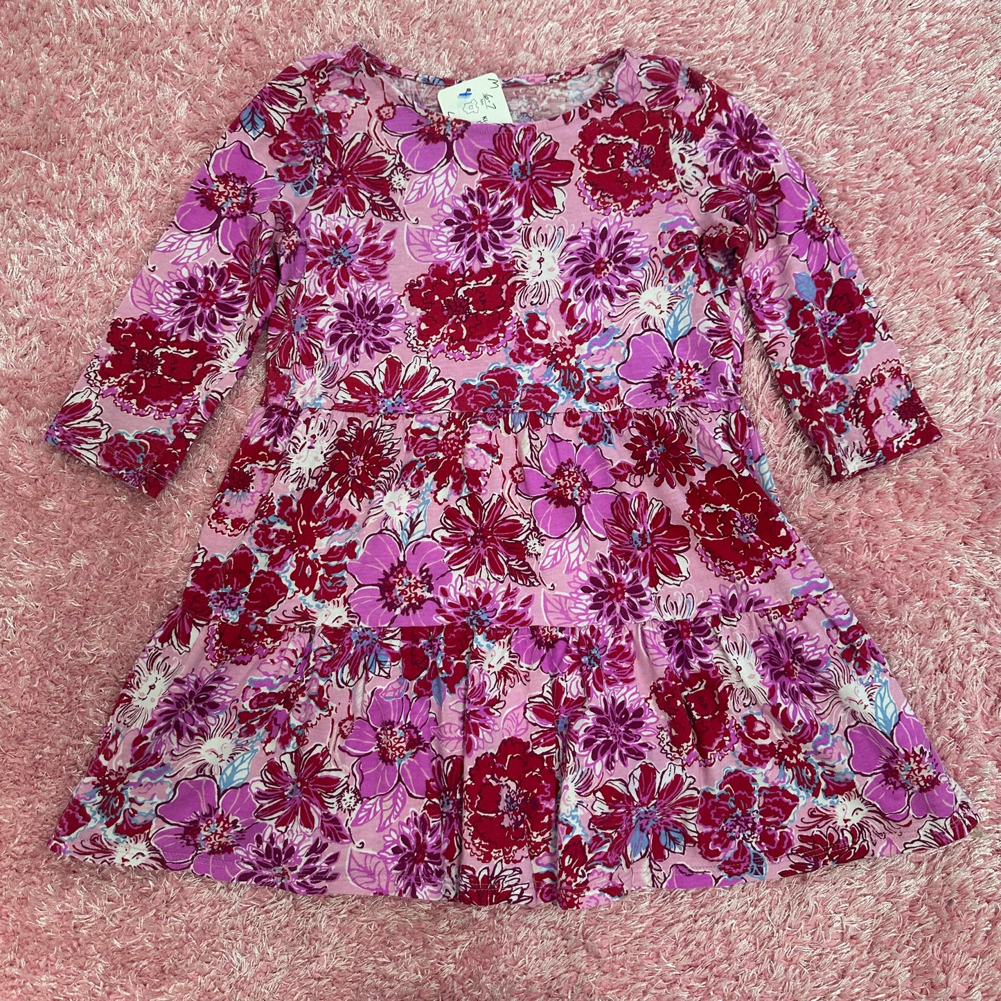 Girls Lily Pultizer M(6/7) Purple/Red/Pink Long Sleeve Dress