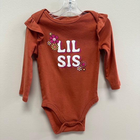 Baby Jumping Beans 12M Burnt Orange “Lil Sis” Onesie