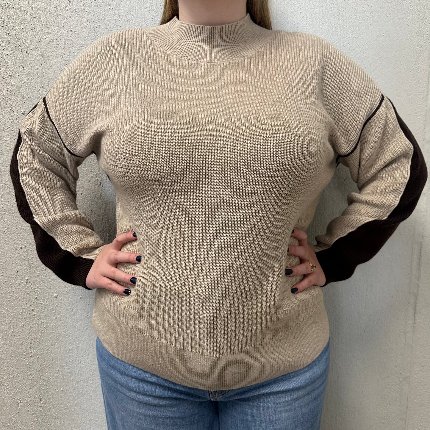 NWT J.Jill Lpetite Sand/Brown Sweater