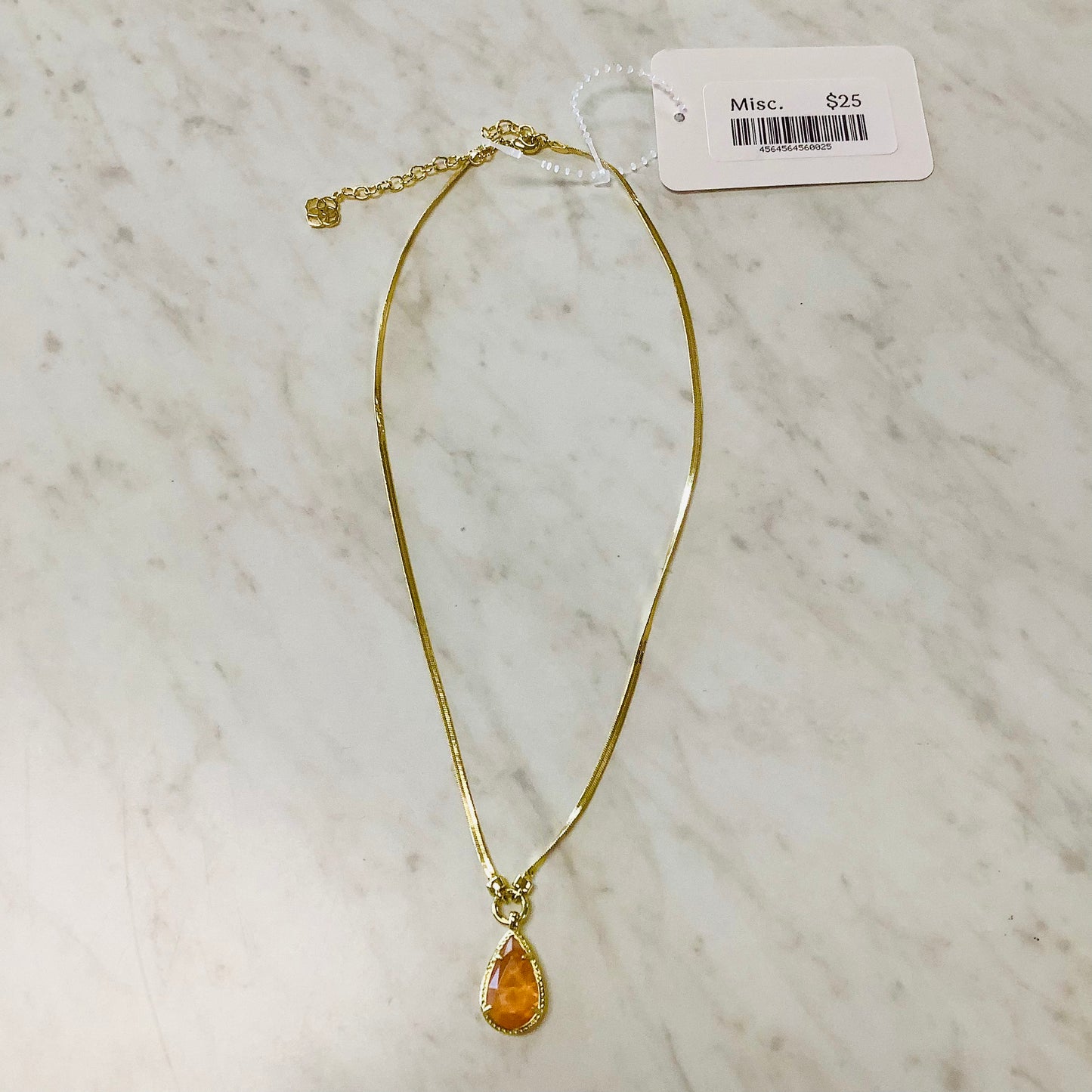 Kendra Scott teardrop amber necklace gold