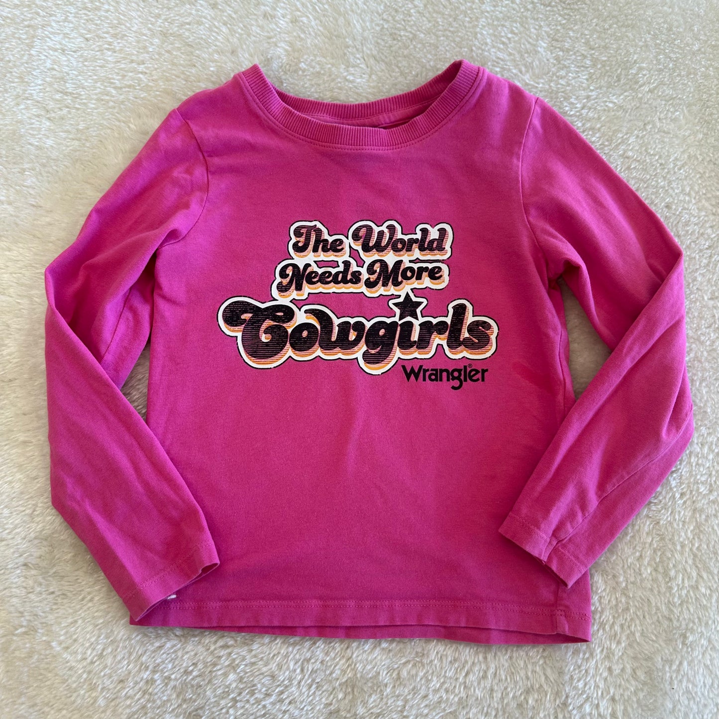 Kids Wrangler XS 4/5 Pink “The world needs more cowgirls” Top