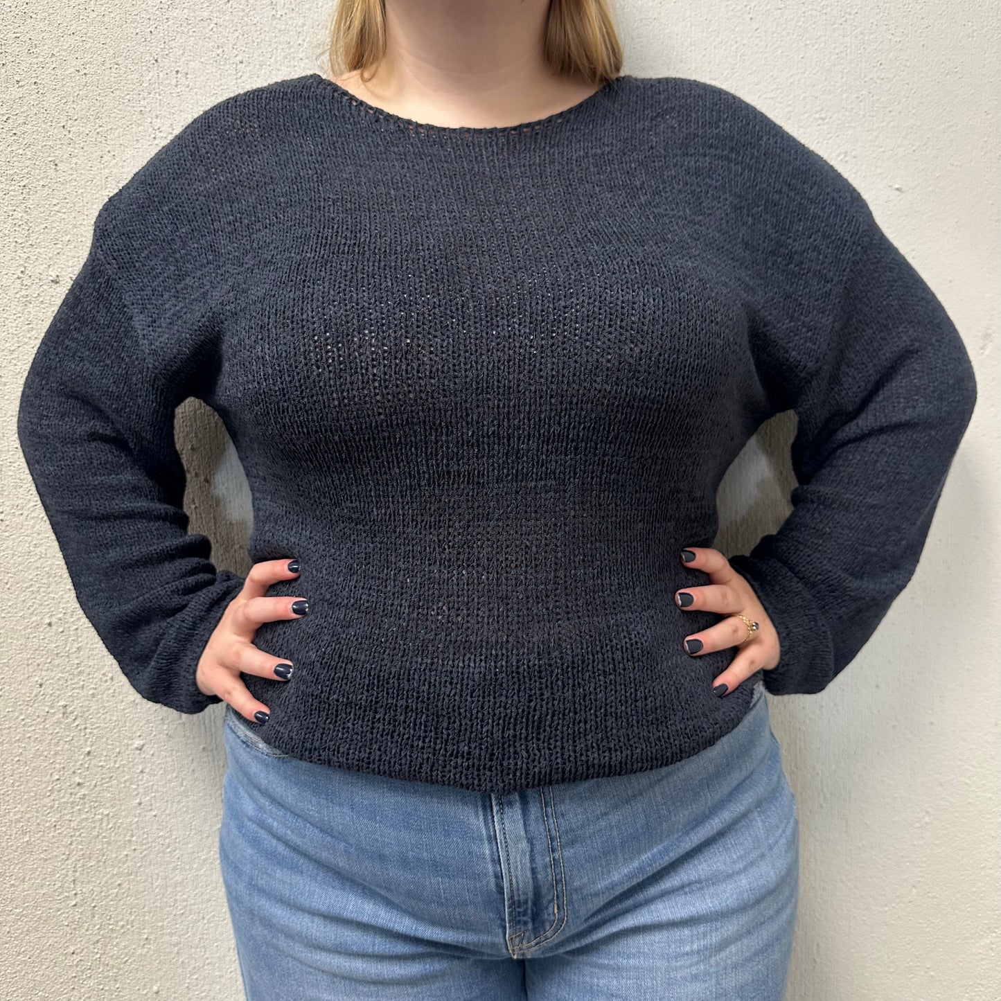 Edikted XL Dark Navy Blue Knit Sweater