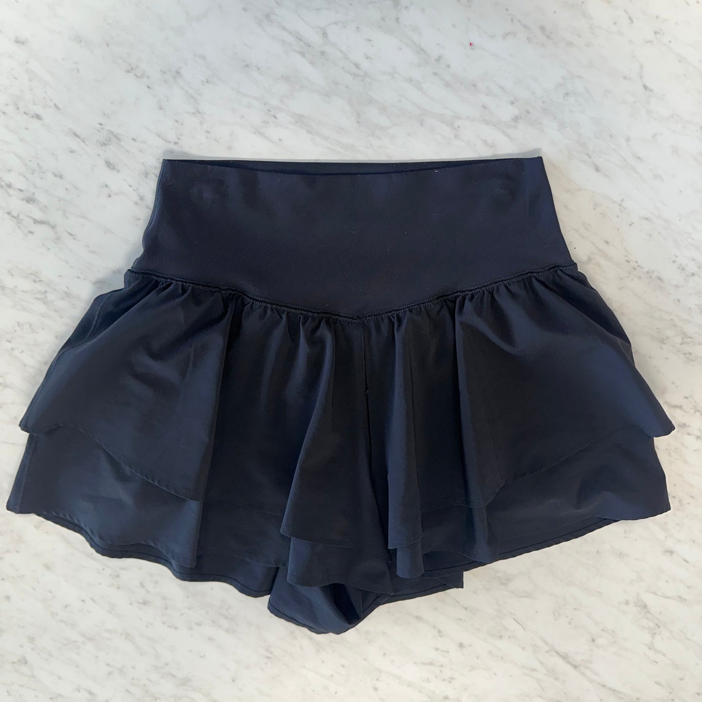 Aerie M Black Me Ruffle Flirty Short