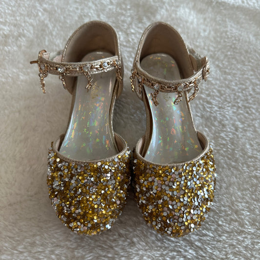 Kids Furdeour 11 Gold Sparkly Shoes