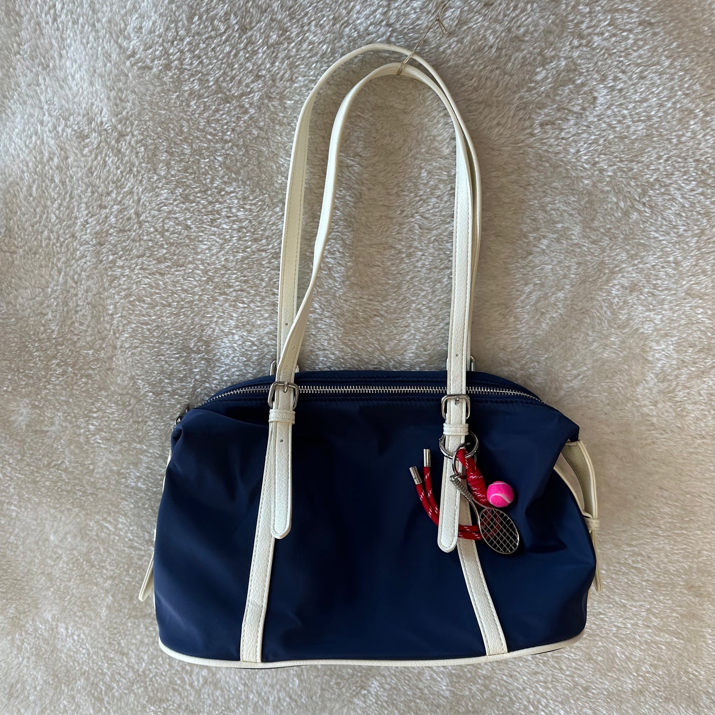 Navy Bowling Shoulder Bag w/ Tennis Key Chain