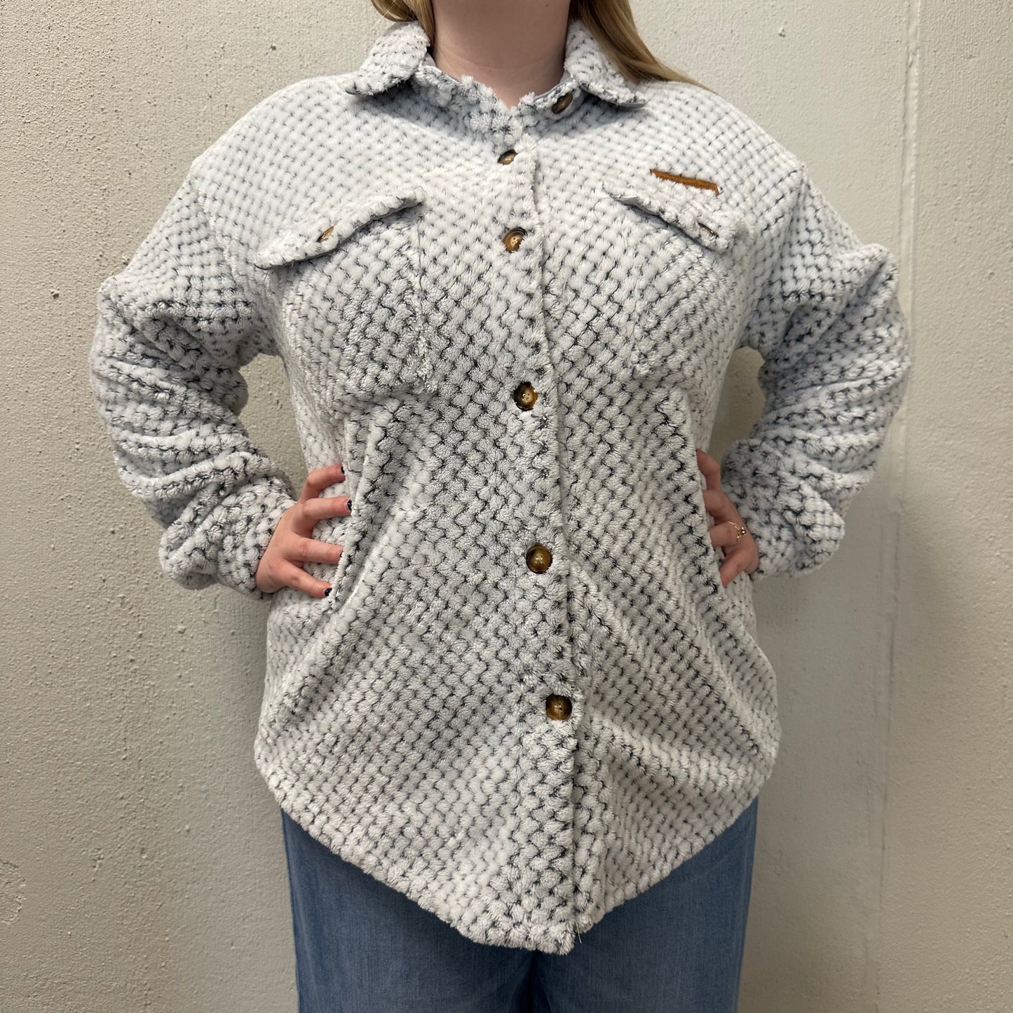 Simply Southern XL Frost Grey Soft Buttoned Shacket