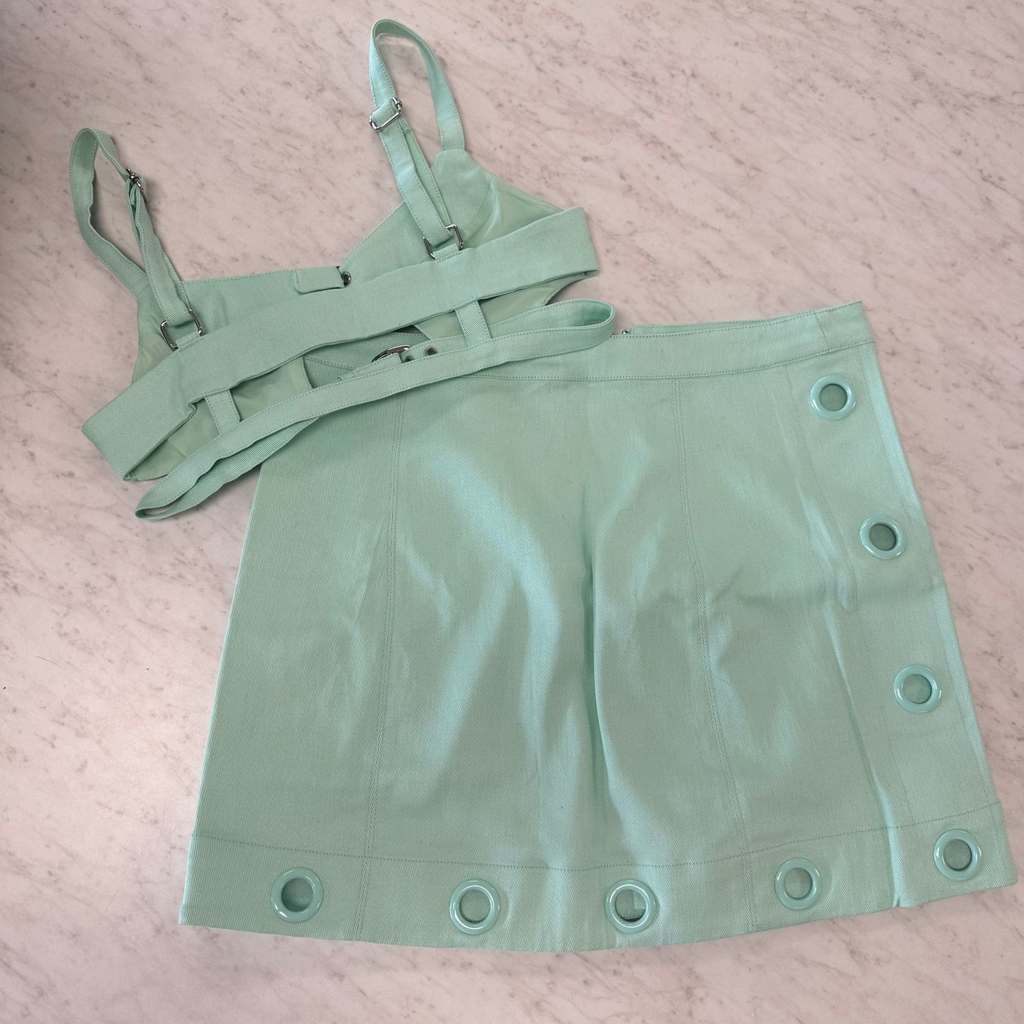 For Love & Lemons M Teal Denim Set