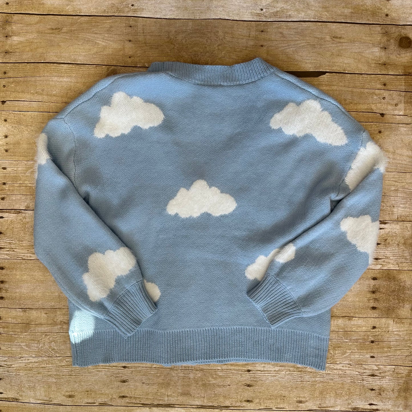 XXL Blue Cloud Buttoned Sweater