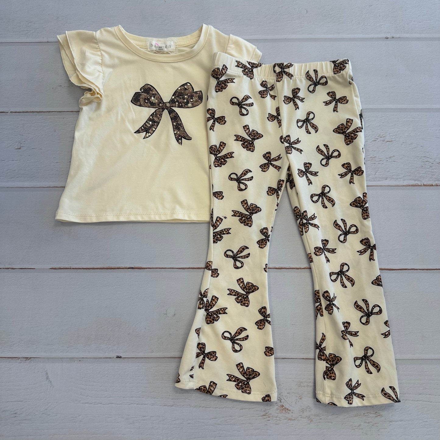 Girls Btween 3T Brown/Cream Bow Set