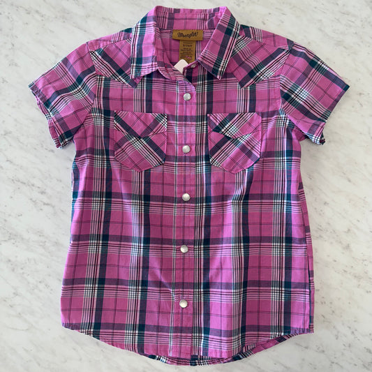 Girls Wrangler S Pink Plaid Buttoned Down Top