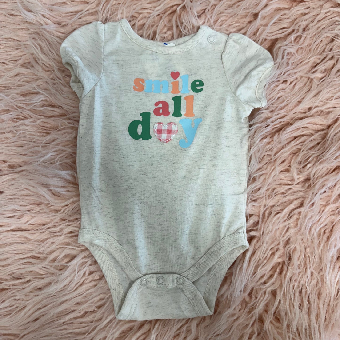 Baby Garanimals 0-3M “Smile All Day” Cream Onesie
