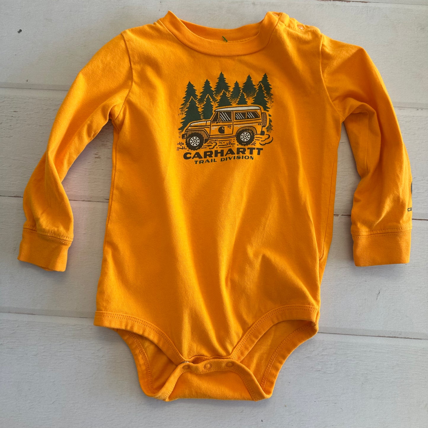 Boys Carhartt 24m Orange Long Sleeve Onesie