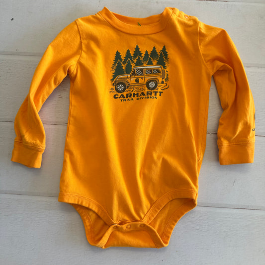 Boys Carhartt 24m Orange Long Sleeve Onesie