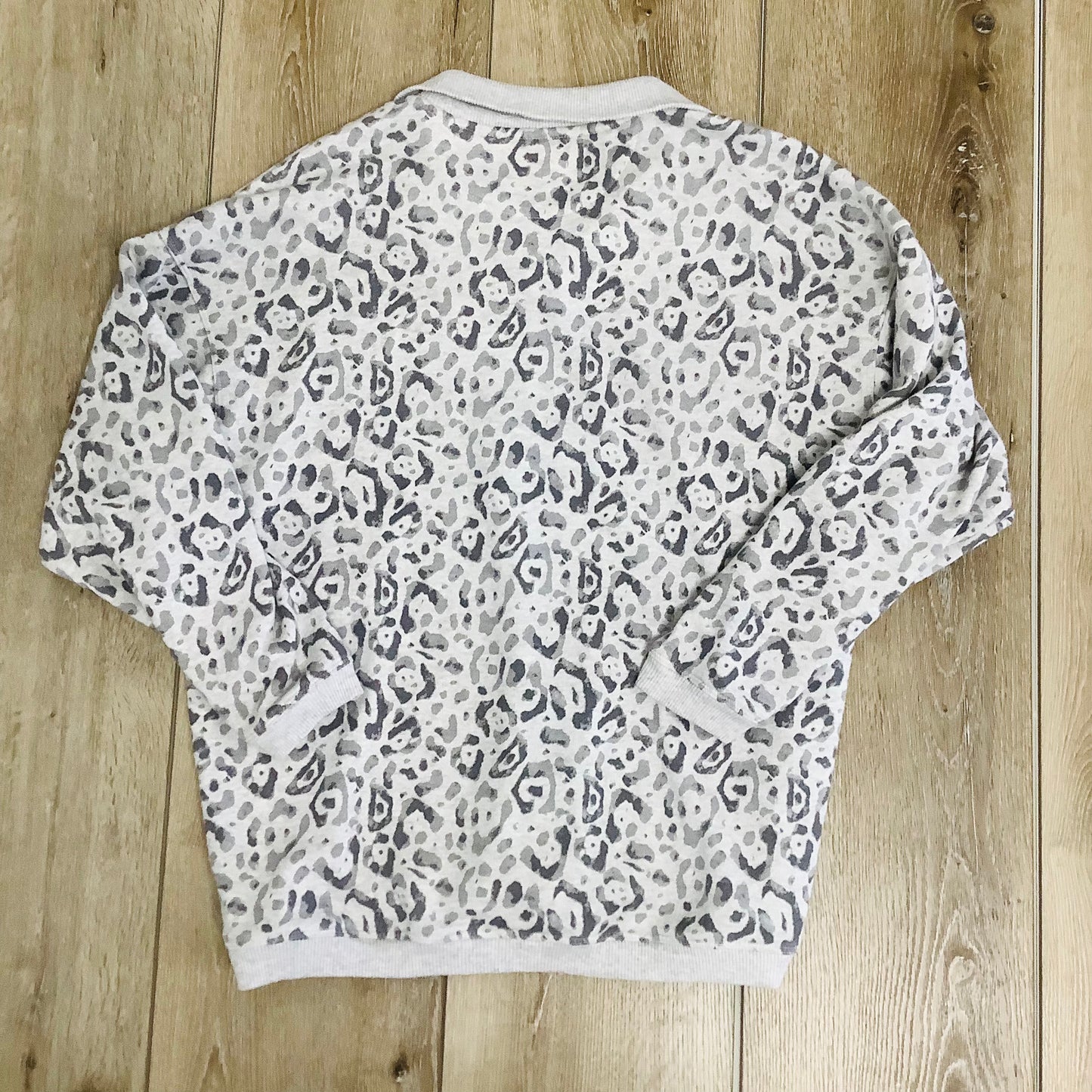 Aerie Small grey heather leopard zip front sweatshirt