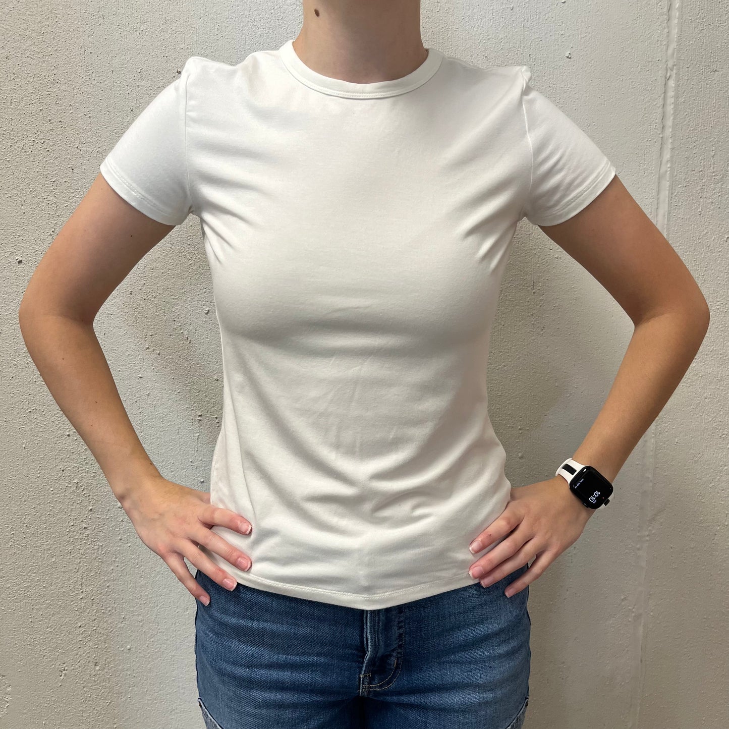 NWT Pink Rose M White Tight Top