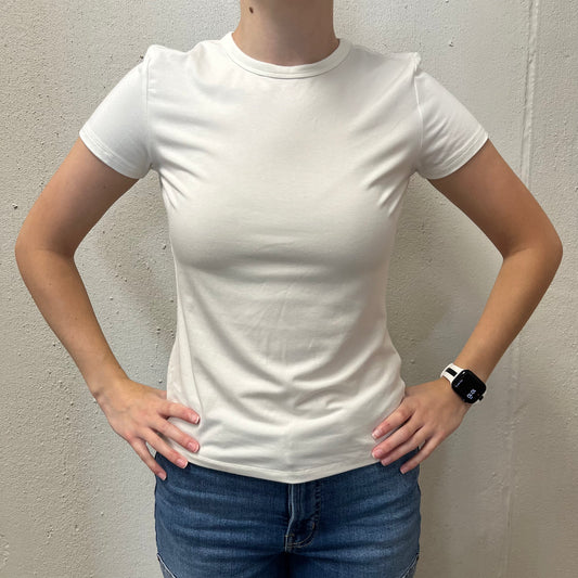NWT Pink Rose M White Tight Top