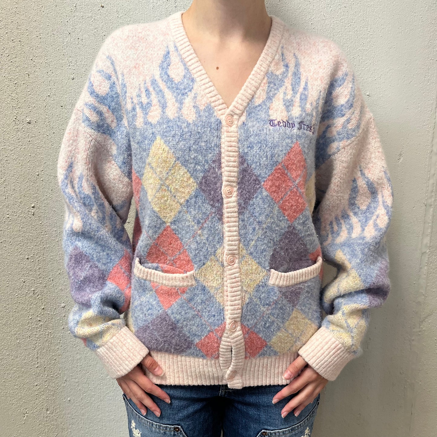 Teddy Fresh S Multicolor Buttoned Up Sweater