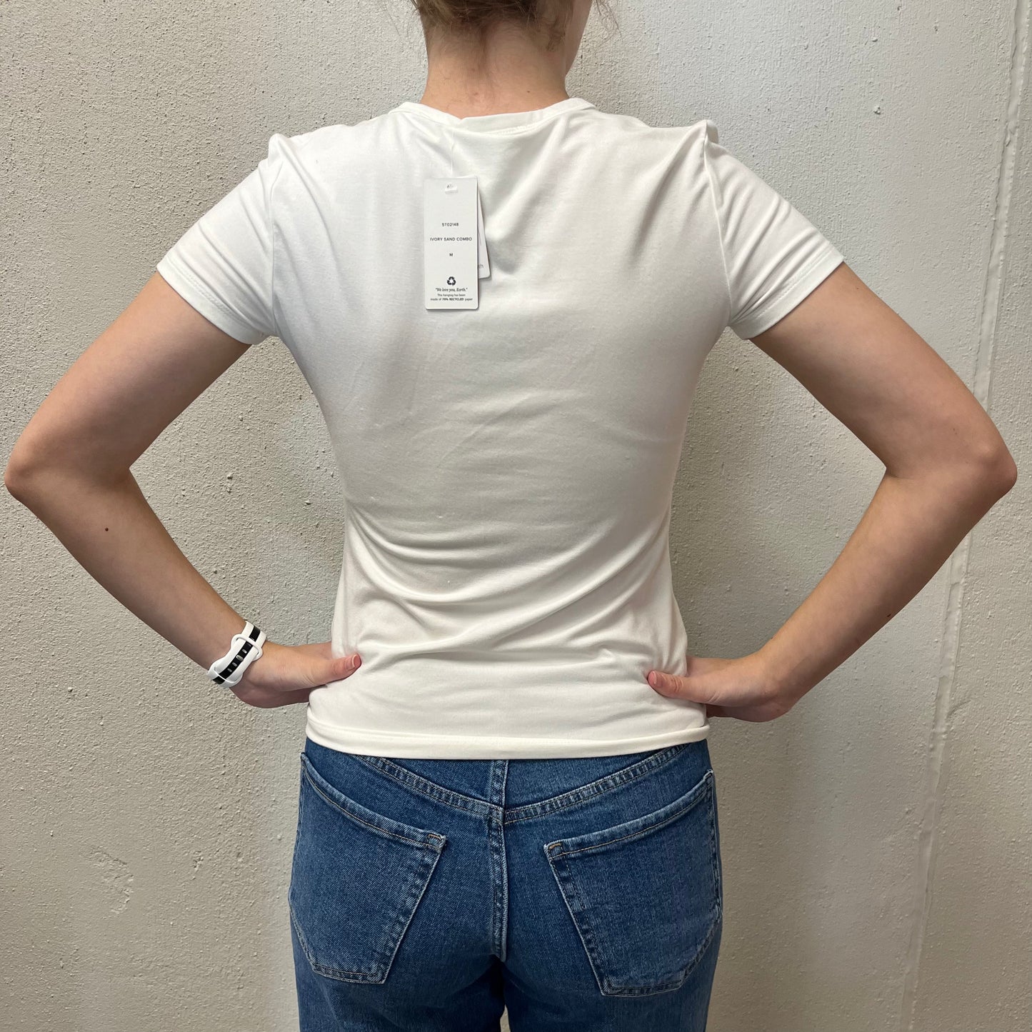 NWT Pink Rose M White Tight Top