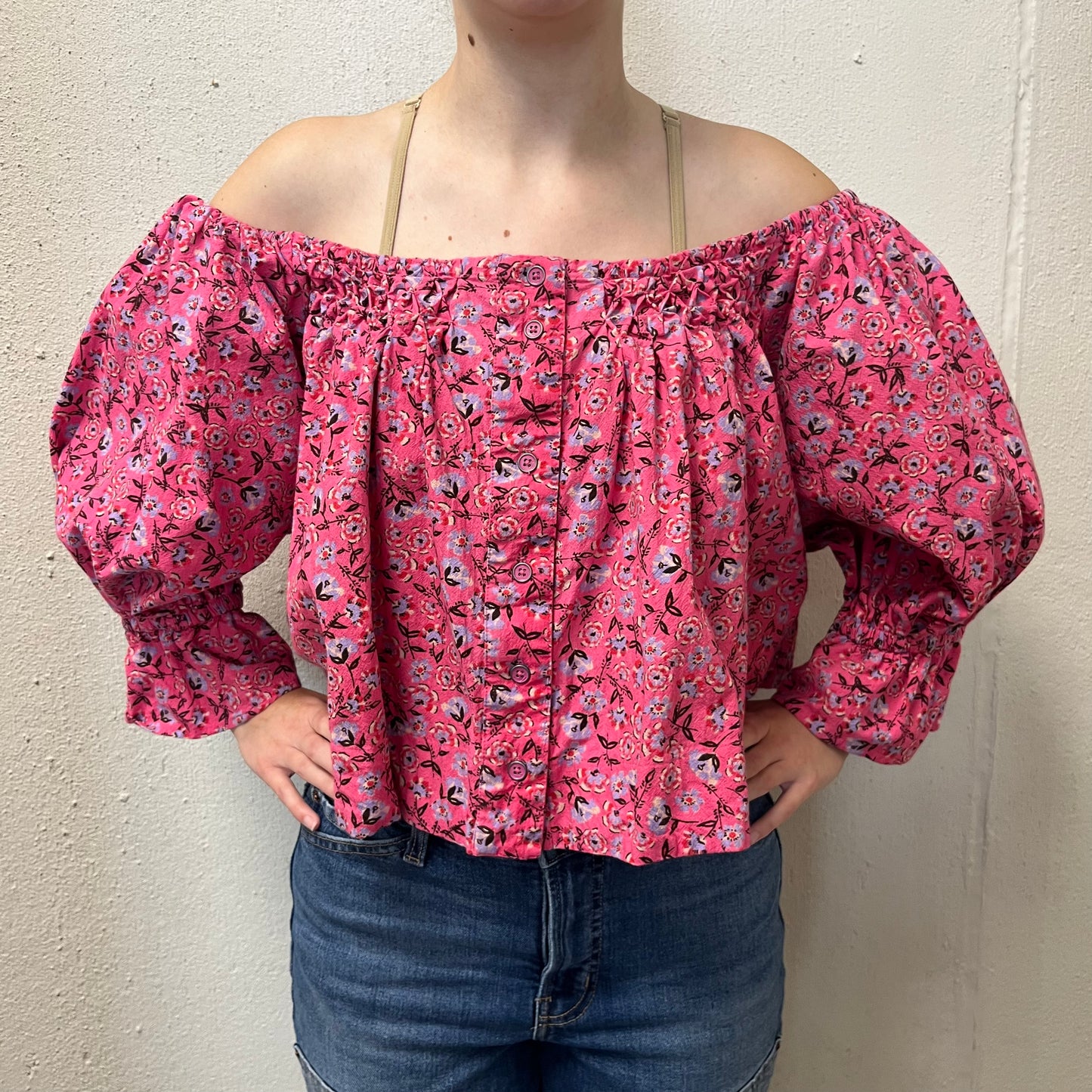 Free People M Pink James Smock Top