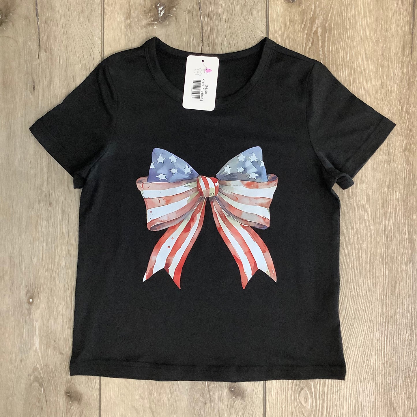 Girls size 6 American Flag bow tee