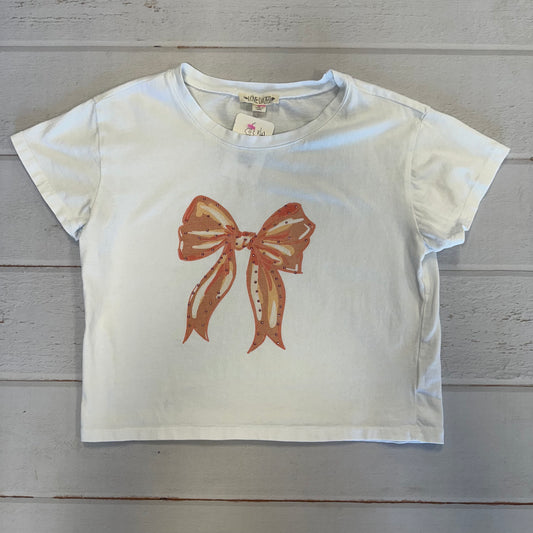 Girls Love Dazed 7 White Bow Tee