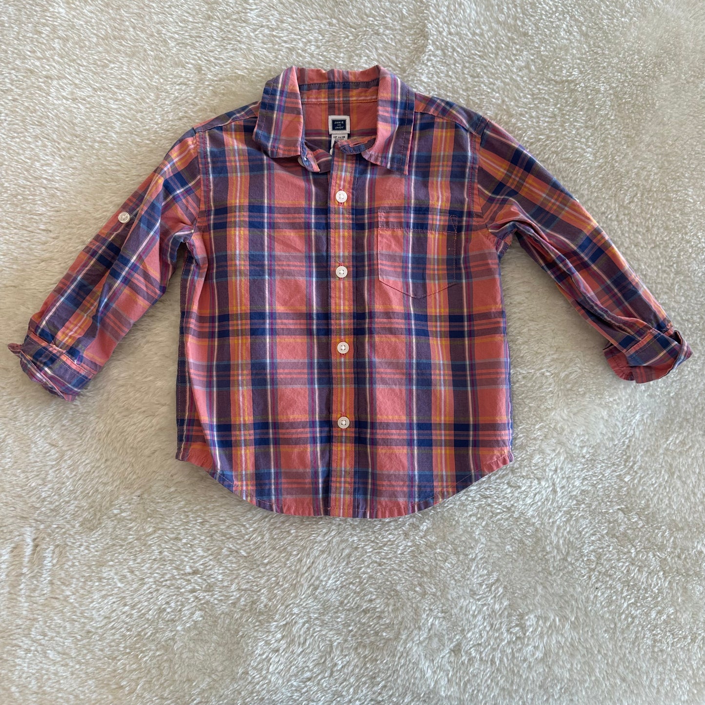 BabyBoy Janie and Jack 12-18M Plaid Buttoned Down