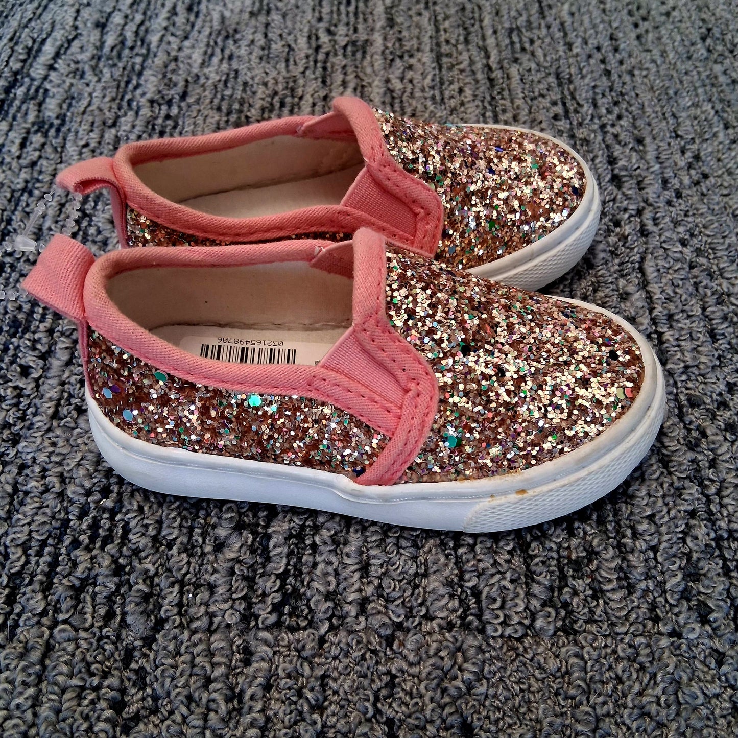 Kids Cat & Jack size 5 pink glitter slip ons